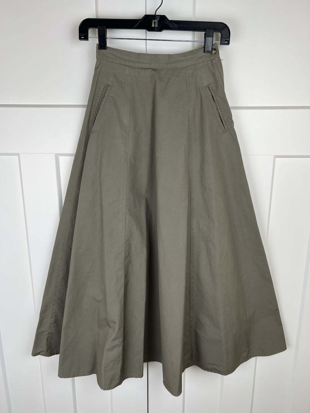 Vintage 80s Banana Republic Safari Khaki Cotton Twill Maxi Skirt Size 4 Preppy